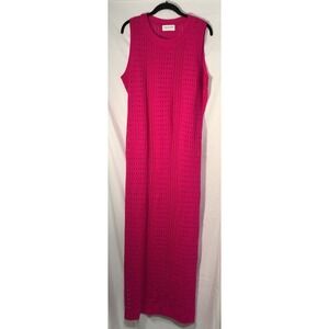 First Love By Lovelyn Women's Pink Crochet Maxi Dress w Double Slits - Size 2X